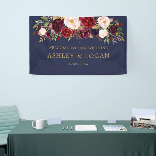 Hochzeitsempfang der Boavy Burgundy Watercolor Banner (Messeveranstaltung)