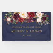 Hochzeitsempfang der Boavy Burgundy Watercolor Banner (Horizontal)