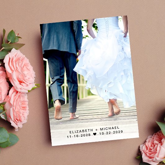 Hochzeitsempfang Dusty Blue Foto Save the Date Ankündigung