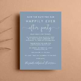 Hochzeitsempfang Dusty Blue Save the Date Ankündigung