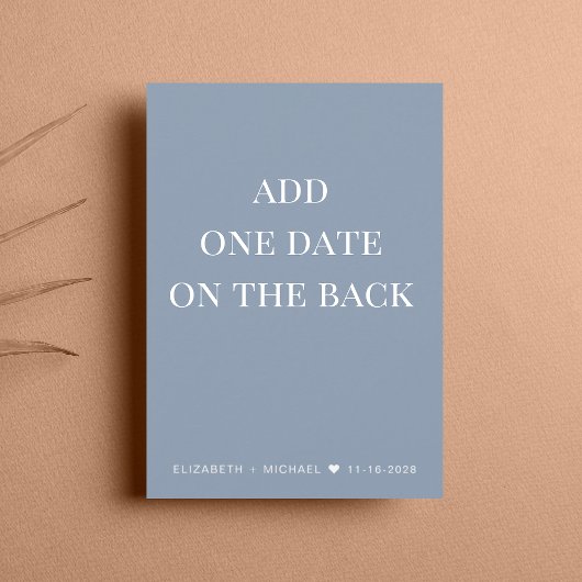 Hochzeitsempfang Dusty Blue Save the Date Ankündigung