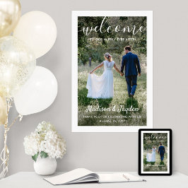 Hochzeitsempfang Einfaches modernes White Script-F Poster