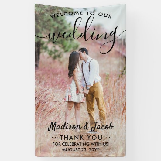 Hochzeitsempfang Einfaches vertikales Black Script Banner (Vertikal)