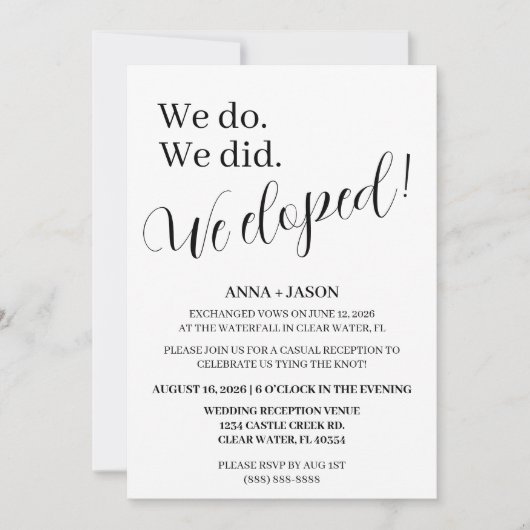 Hochzeitsempfang Einladung (Vorderseite)