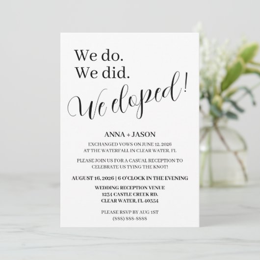 Hochzeitsempfang Einladung (Stehend Vorderseite)