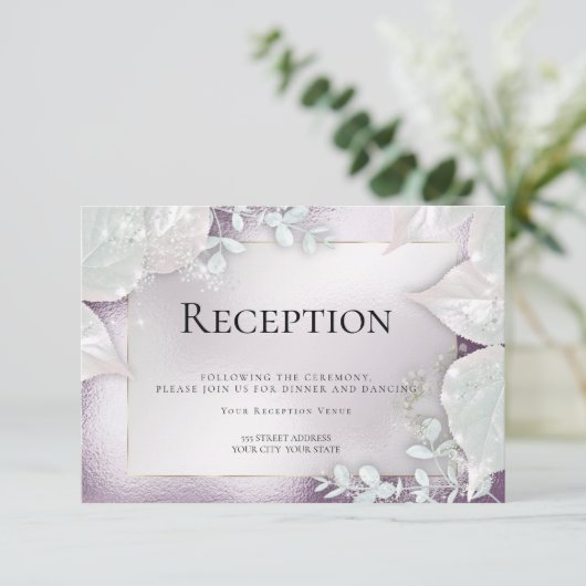 Hochzeitsempfang | Einladung von Eggplant Shimmer (Stehend Vorderseite)