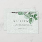 Hochzeitsempfang | Elegant Watercolor Eucalyptus Begleitkarte (Vorne/Hinten)