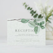 Hochzeitsempfang | Elegant Watercolor Eucalyptus Begleitkarte (Stehend Vorderseite)