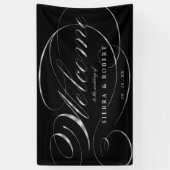 Hochzeitsempfang Elegante Imitate Foil Silver Scri Banner (Vertikal)