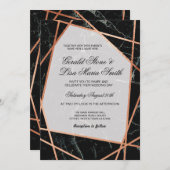 Hochzeitsempfang Elegante Schwarzer Marmor Rose Go Einladung (Vorne/Hinten)