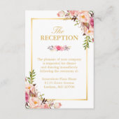 Hochzeitsempfang Eleganter Chic Floral Gold Rahmen Begleitkarte (Vorderseite)