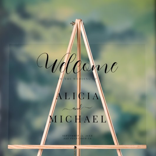 Hochzeitsempfang elegantes, einfaches Skript-Acryl Acrylschild (Neutral)