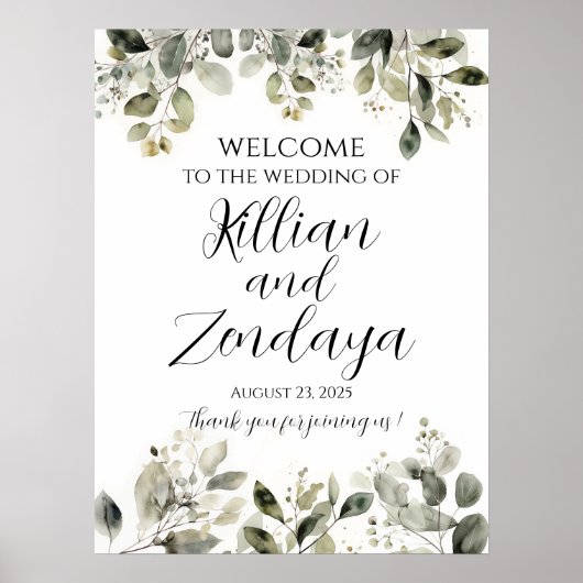 Hochzeitsempfang, elegantes Grün Poster (Vorne)