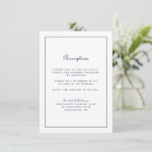 Hochzeitsempfang Elegantes Skript Navy Blue Classi Begleitkarte (Stehend Vorderseite)