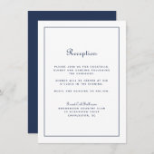 Hochzeitsempfang Elegantes Skript Navy Blue Classi Begleitkarte (Vorne/Hinten)