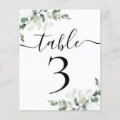Hochzeitsempfang Eukalyptus Tischnummer 3 (Vorderseite)