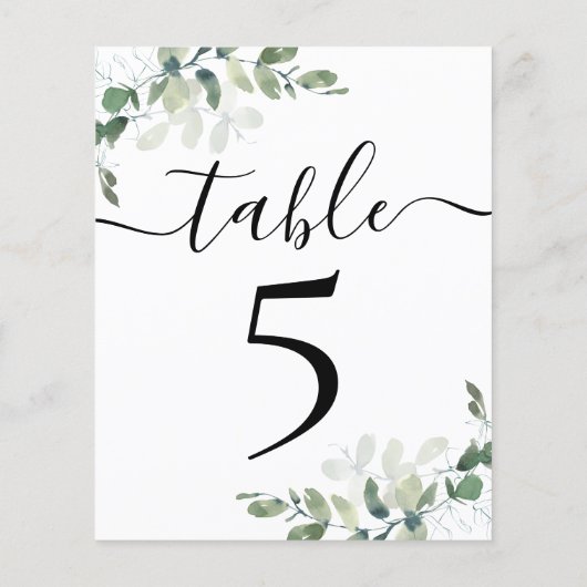 Hochzeitsempfang Eukalyptus-Tischnummer 5 (Rückseite)