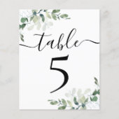 Hochzeitsempfang Eukalyptus-Tischnummer 5 (Vorderseite)