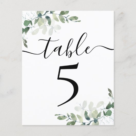 Hochzeitsempfang Eukalyptus-Tischnummer 5 (Vorderseite)