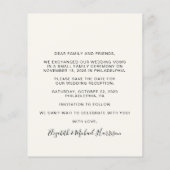 Hochzeitsempfang Foto Cream Budget Save the Date (Rückseite)