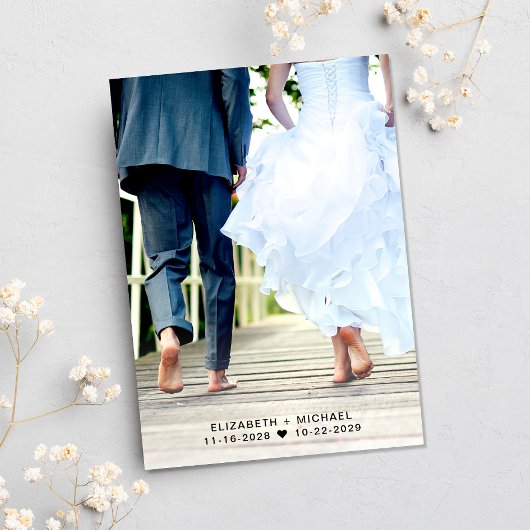 Hochzeitsempfang Foto Dusty Blue Save the Date Ankündigung