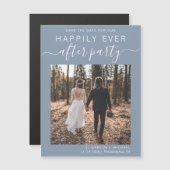 Hochzeitsempfang Foto Dusty Blue Save the Date Magnetkarte (Vorne/Hinten)