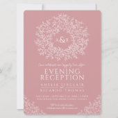 Hochzeitsempfang Foto mit rosafarbenem Blatt Einladung (Vorderseite)