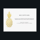 Hochzeitsempfang für Ananas Begleitkarte<br><div class="desc">Diese trendigen Hochzeitsempfangskarten sind mit einem Imitat mit Ananas auf weißem Hintergrund versehen. Auf der Kartenrückseite sind die Goldstreifen der Imitate zugeordnet. Sie können diese jedoch entfernen und das hintere Leerzeichen verlassen,  wenn Sie möchten,  indem Sie das Element anpassen. Bitte kontaktieren Sie mich,  wenn Sie Hilfe benötigen.</div>