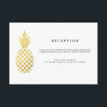 Hochzeitsempfang für Ananas Begleitkarte<br><div class="desc">Diese trendigen Hochzeitsempfangskarten sind mit einem Imitat mit Ananas auf weißem Hintergrund versehen. Auf der Kartenrückseite sind die Goldstreifen der Imitate zugeordnet. Sie können diese jedoch entfernen und das hintere Leerzeichen verlassen,  wenn Sie möchten,  indem Sie das Element anpassen. Bitte kontaktieren Sie mich,  wenn Sie Hilfe benötigen.</div>