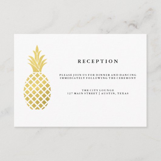 Hochzeitsempfang für Ananas Begleitkarte (Vorderseite)