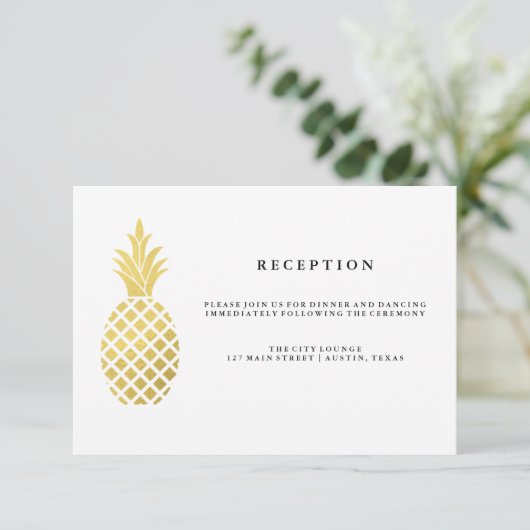 Hochzeitsempfang für Ananas Begleitkarte (Stehend Vorderseite)