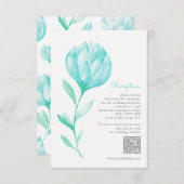 Hochzeitsempfang für aquamarine Peonies Begleitkarte (Vorne/Hinten)