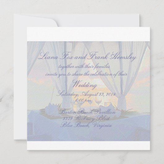 Hochzeitsempfang für Beach Champagner Einladung (Vorderseite)