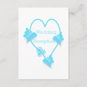 Hochzeitsempfang für blaues Herz und Schmetterling Begleitkarte (Vorderseite)