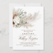 Hochzeitsempfang für Blume und Pampas Grass Einladung (Vorderseite)