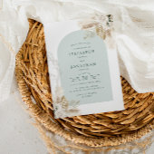 Hochzeitsempfang für Boho Pampas und Grünpflanzen Einladung