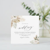 Hochzeitsempfang für Boho Pampas und Grünpflanzen Einladung (Stehend Vorderseite)