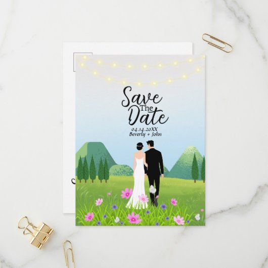 Hochzeitsempfang für Braut und Groom Postcard Einladungspostkarte (Vorderseite/Rückseite Beispiel)