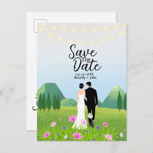 Hochzeitsempfang für Braut und Groom Postcard Einladungspostkarte (Vorne/Hinten)