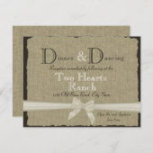 Hochzeitsempfang für Burlap und Bow Begleitkarte (Vorne/Hinten)