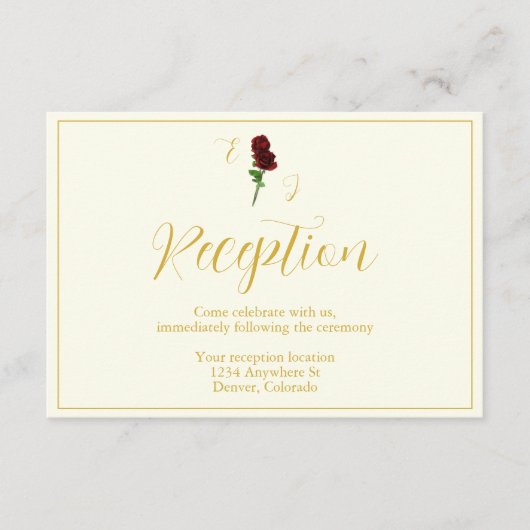 Hochzeitsempfang für die Elfenbeingoldene Rose Begleitkarte (Vorderseite)