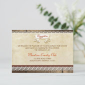 Hochzeitsempfang für Holz und Spitzen Begleitkarte (Stehend Vorderseite)