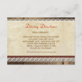 Hochzeitsempfang für Holz und Spitzen Begleitkarte (Rückseite)