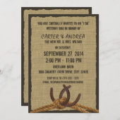 Hochzeitsempfang für Hufeisen, GRILLEN Rope und Bu Einladung (Vorne/Hinten)