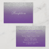 Hochzeitsempfang für lila und Silbernen Glitzer Begleitkarte (Vorne/Hinten)