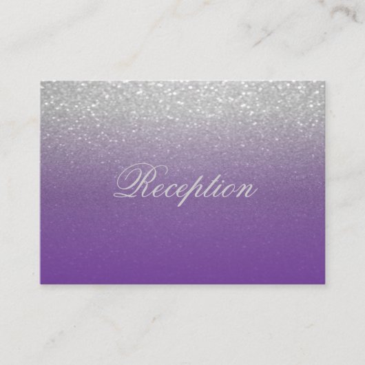 Hochzeitsempfang für lila und Silbernen Glitzer Begleitkarte (Vorderseite)