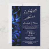 Hochzeitsempfang für Navy Blue Floral Foto Einladung (Vorderseite)