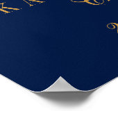 Hochzeitsempfang für Navy Blue & Glam Gold Confett Poster (Ecke)