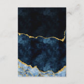 Hochzeitsempfang für Navy Blue Gold Foil Agate Begleitkarte (Rückseite)