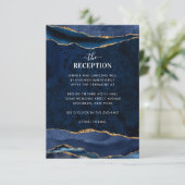 Hochzeitsempfang für Navy Blue Gold Foil Agate Geo Begleitkarte (Stehend Vorderseite)